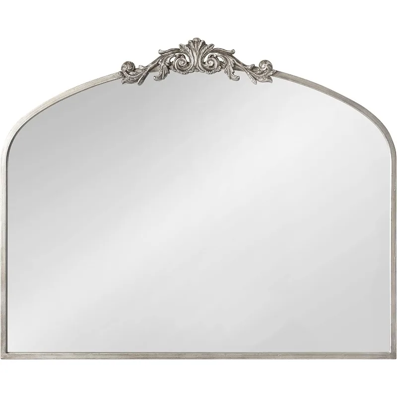 Arendahl Traditional Arch Mirror with Ornate Crown, 36x29, Silver