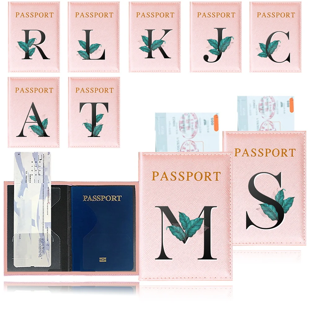 Classic Vintage Design Travel Passport Cover Travel Document Credit Id Card Premium PU Leather Passport Pouch Leaf Pattern