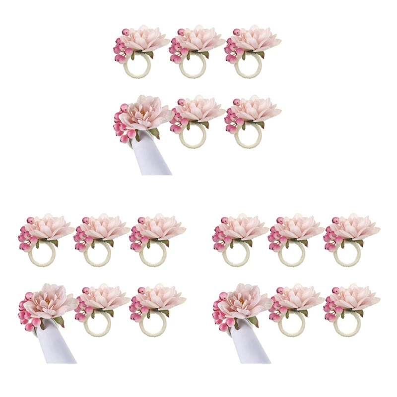 

New-Flower Napkin Rings 18Pcs, Napkin Rings Holder, Spring Floral Serviette Buckles Holder Table Decorations, A