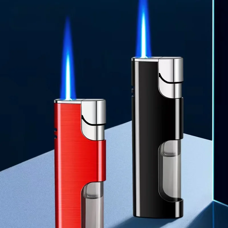 2020 Gas Exquisite Portable Direct Blue Red Flame Lighter Windproof Electronic Torch Metal Lighter Wholesale Gifts  Kitchen Gift