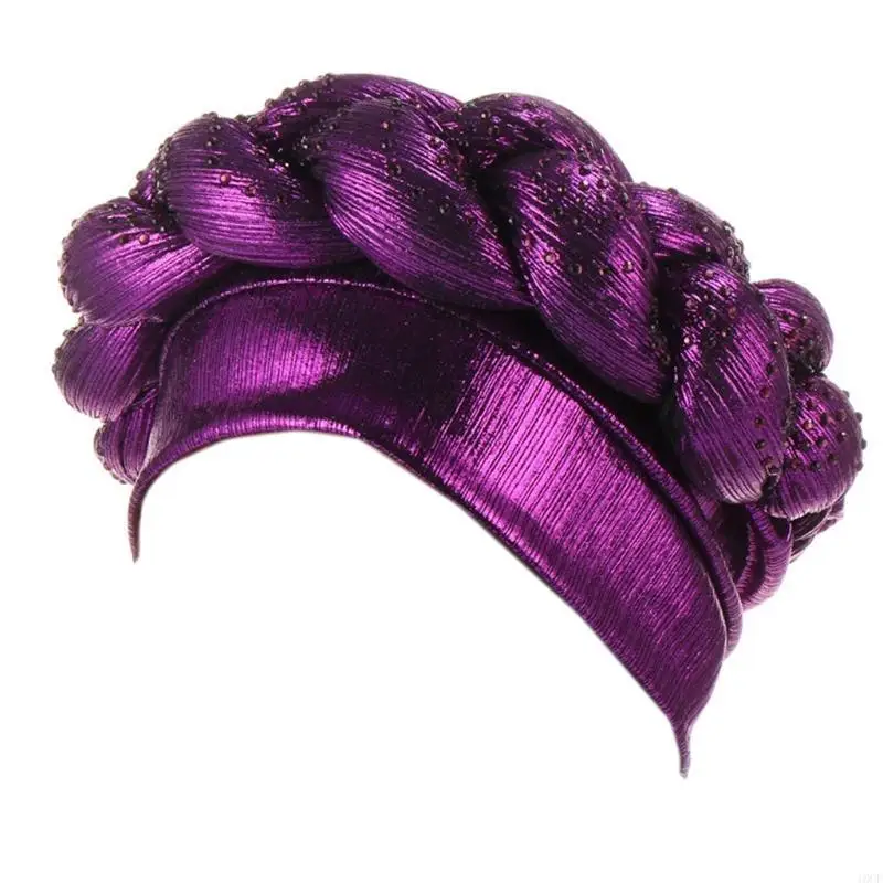 Chapeau Turban tressé clignotant pour enveloppes tête, Bonnet en perles pour femmes