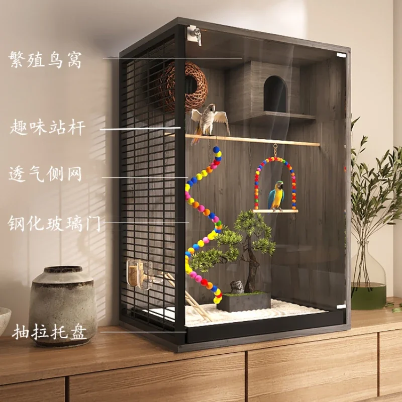 Thumb Meow Parrot Xuan Phoenix Solid Wood Special Bird Cage Extra Large Customized Luxury Villa Transparent Cage