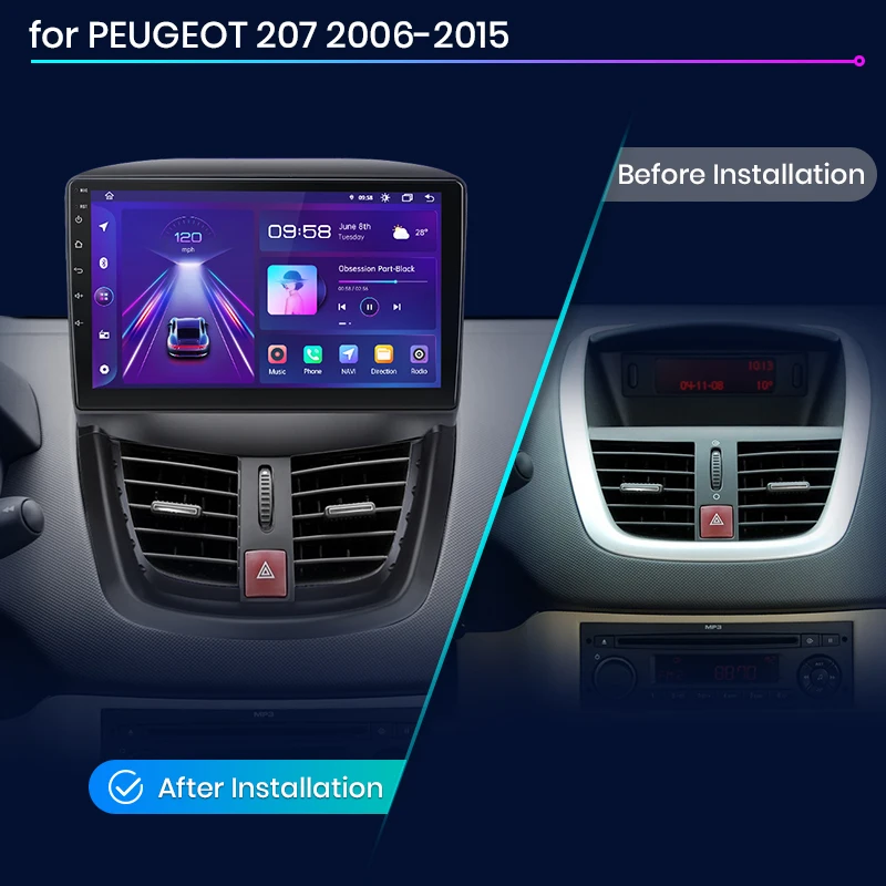 Junsun Car Radio For Peugeot 207 207CC 2006 - 2015 wireless CarPlay Android Auto car intelligent systems No 2 din 2din DVD