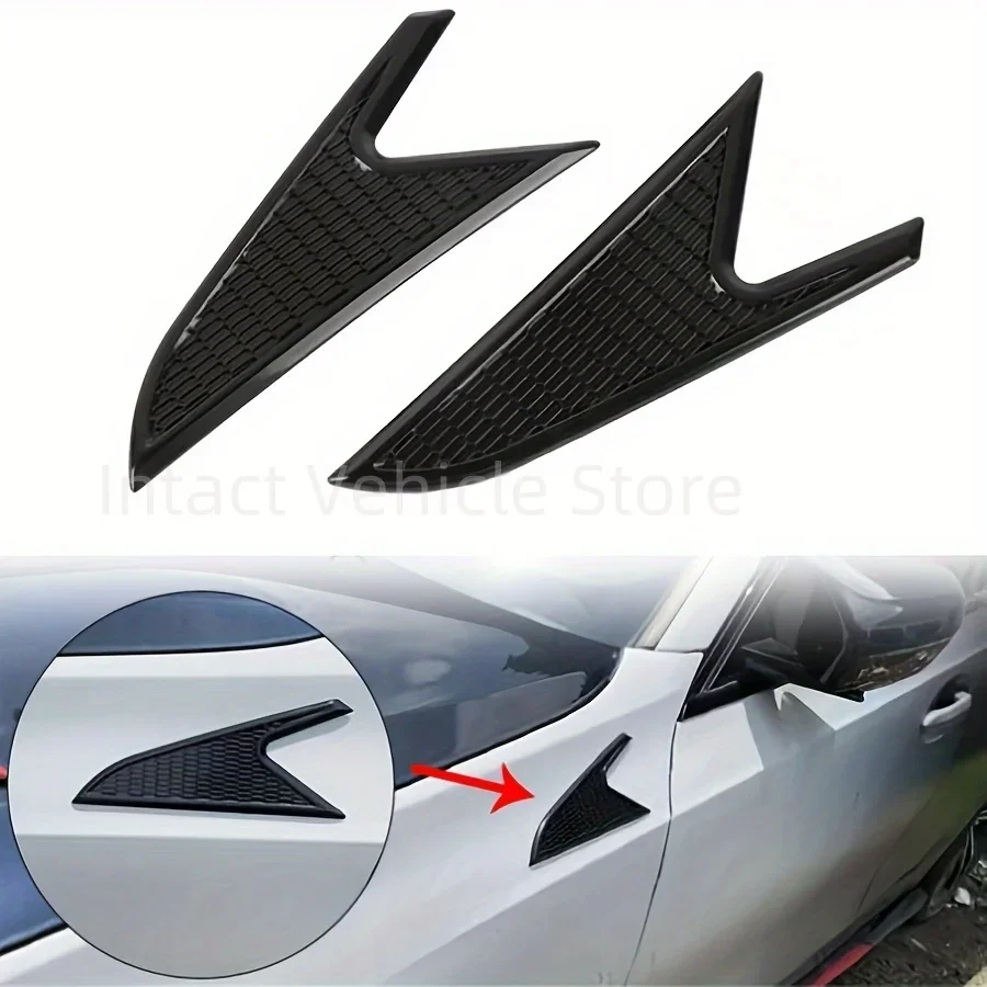 2Pcs Universal Plastic Side Vents Car Air Flow Fender Decorative Sticker Adhesive Side Grille Insert for Car External Decoration