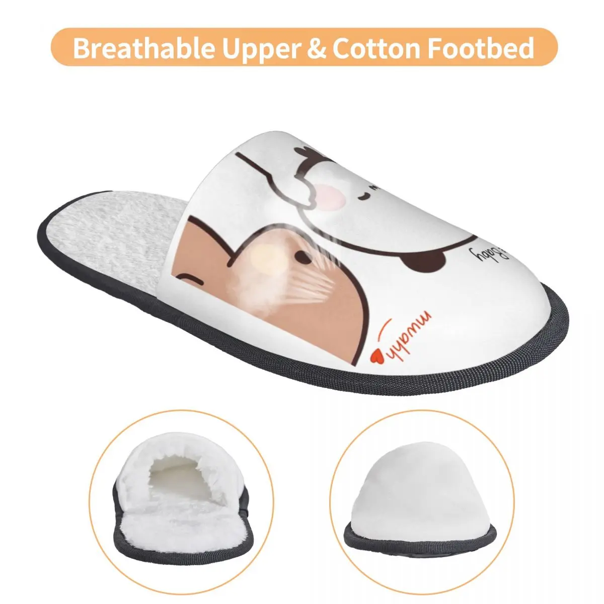 قبلني الطفل مواه بوبو دودو الباندا وبراوني الدب زوجين دافئ جرجر مع رغوة الذاكرة النعال النساء غرفة نوم أحذية منزلية #3