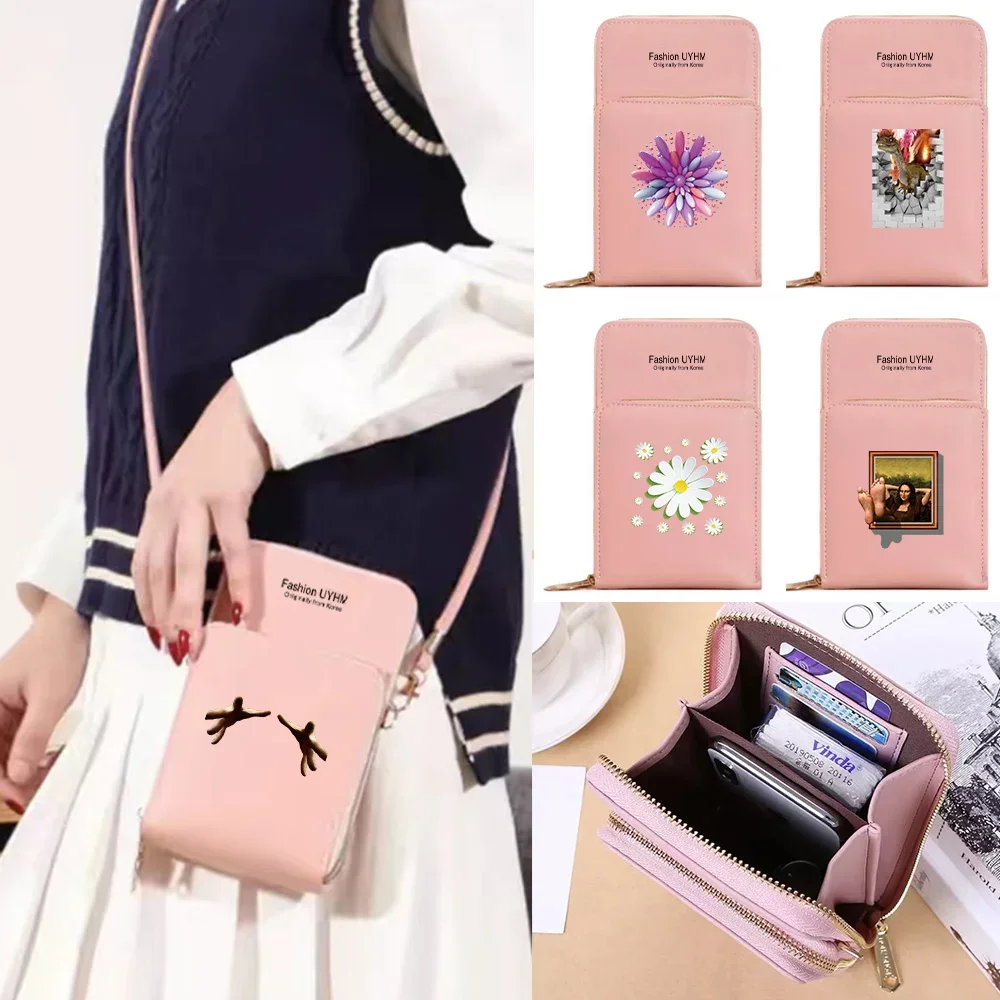Phone Bag For IPhone 13 12 11 Pro Max X XS Samsung Xiaomi Huawei Messenger Bag Mobile Wallet For Women Clutches 3D Series