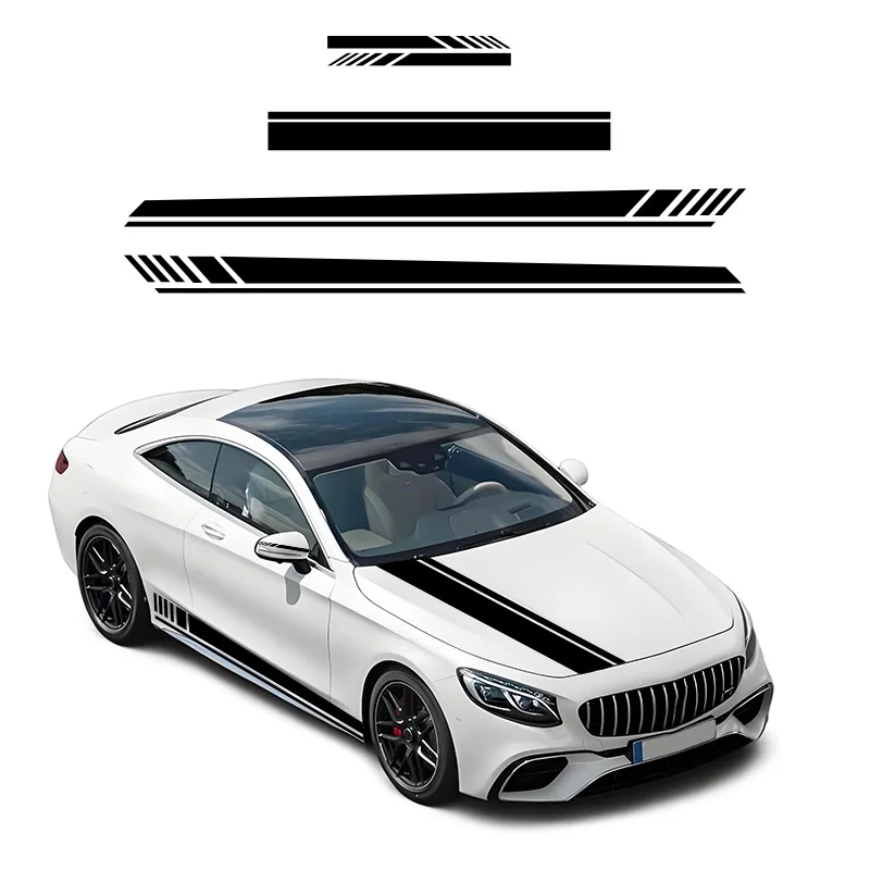 Car Vinyl Stickers Bonnet Decal Decoration Stickers Decorate Vinyl Long Strip Door Decal Double Sided Tape for Car Accessories