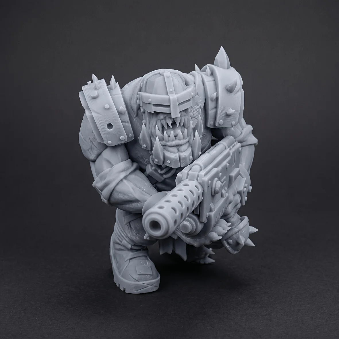 Fantasy Orc Warrior Miniature Set, Unpainted 3D Printed Models for Tabletop RPG and Collecting