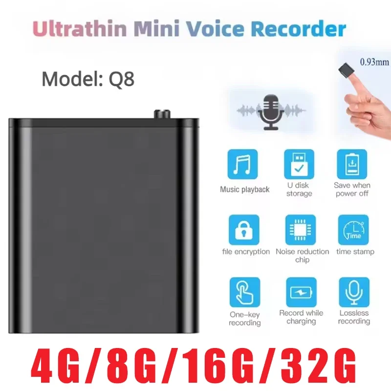 Mini Voice Recorder 4-32G Portable Intelligent Voice Actived Recording Audio Sound Recorder HD Noise Reduction Mp3 Player Magnet