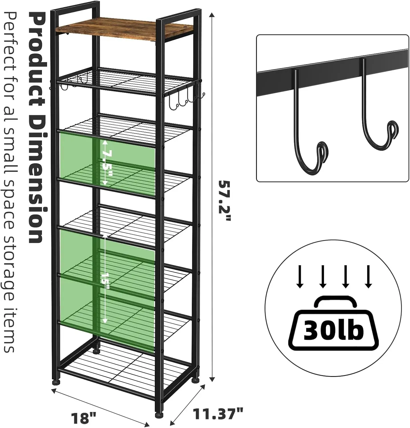 Simple Popular 8 Layer 16 Pairs High Wood Shoe Rack with Hooks Storage Rack Sturdy Freestanding Shoe Storage Cabinet