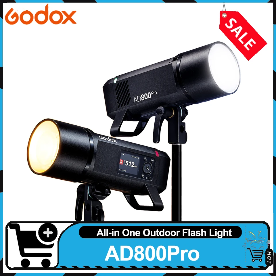 

Godox AD800Pro 800w TTL HSS 0.01-0.15s Recycle Time 300 Full Power 2.4G Wireless Outdoor Flash Light for Flim Studio