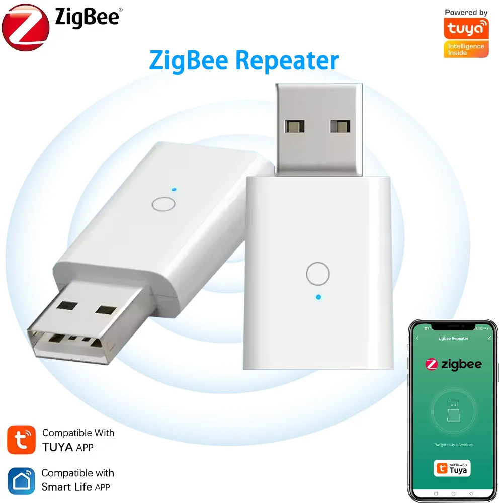 

Умный повторитель сигнала Tuya ZigBee, USB-усилитель сигнала, удлинитель для умной домашней автоматизации, домашний помощник Zigbeem2qtt