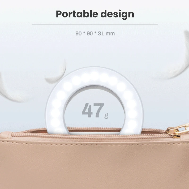 Luce ad anello per Selfie per telefono cellulare ricaricabile Clip di luce ad anello e fotocamera per Laptop 3 modalità di luce regolabili