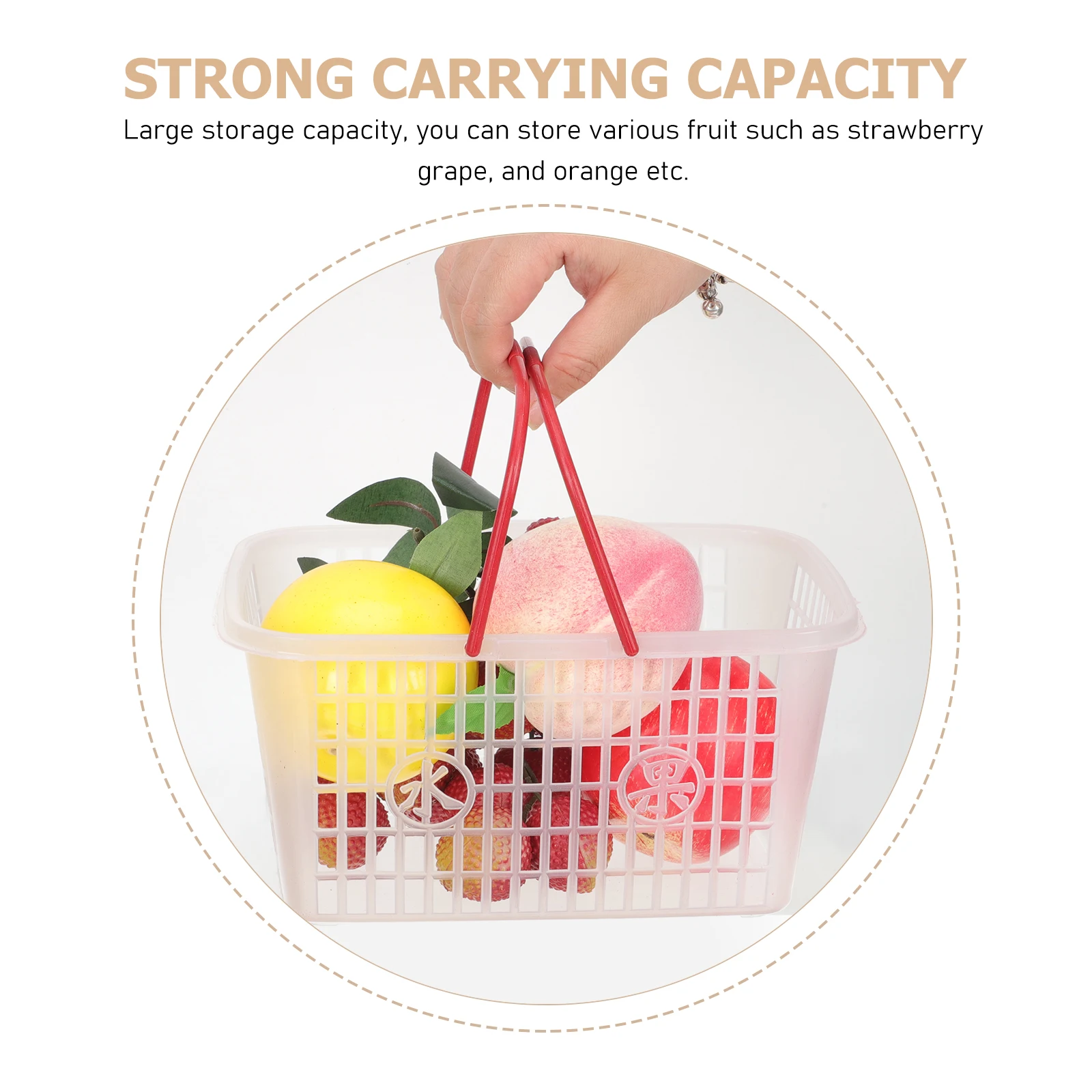 

5pcs Plastic Fruit Outdoor Picking Basket Large Capacity Smooth Edges Portable Handle Vegetable Baskets Home Storage Basket