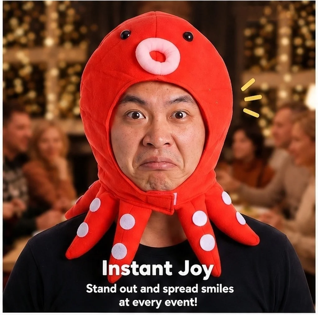 Novelty Plush Octopus Hat Headgear Halloween Party Headwear Cosplay Costume Hat Marine Animal Cap Octopus Hood Photo Prop