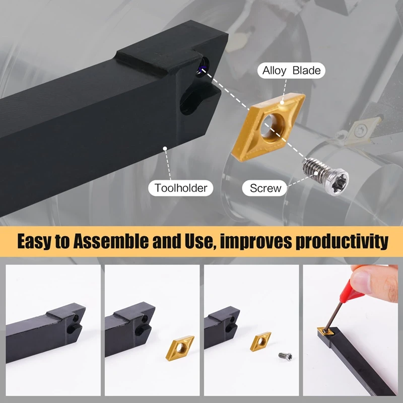 Indexable Lathe Turning Tools 14 Pcs Set 1/2 Inch For Turning Boring Grooving Cutting Threading Carbide Turning Tools