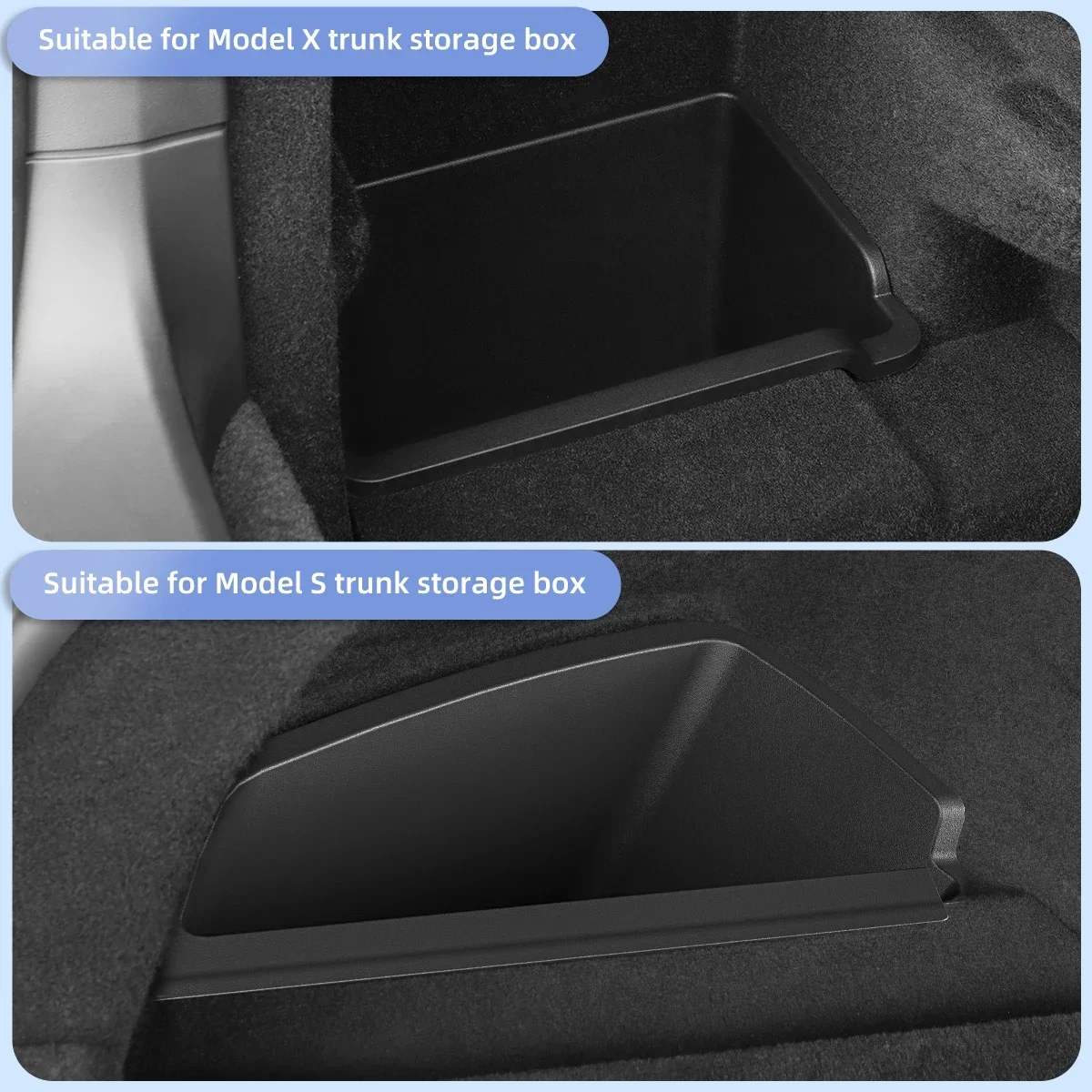 New！ For Tesla Model X Rear Trunk Storage Box 2024 Car Interior Accessories Model S Side Organizer Tidying Storage Bucket 2023