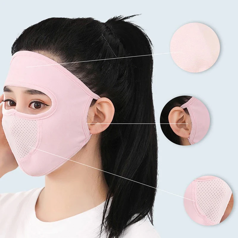 Sunscreen Mask Summer Ice Silk Anti-UV Outdoor Sports Cycling Bike Motorcycle Scarf Breathable Thin Women Half Face Cover