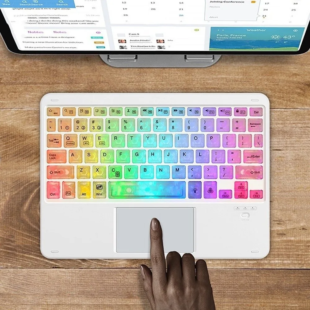 

RGB Light Bluetooth Keyboard Backlit Colorful Luminous Wireless Keyboard Rechargeable Slim Design Portable Keyboard