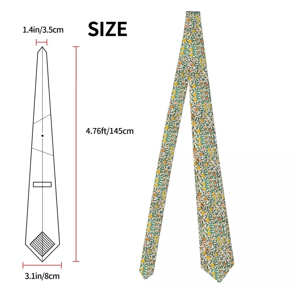 Customized William Morris Pattern Fruits Ties Men Classic Textile Pattern Silk Wedding Neckties
