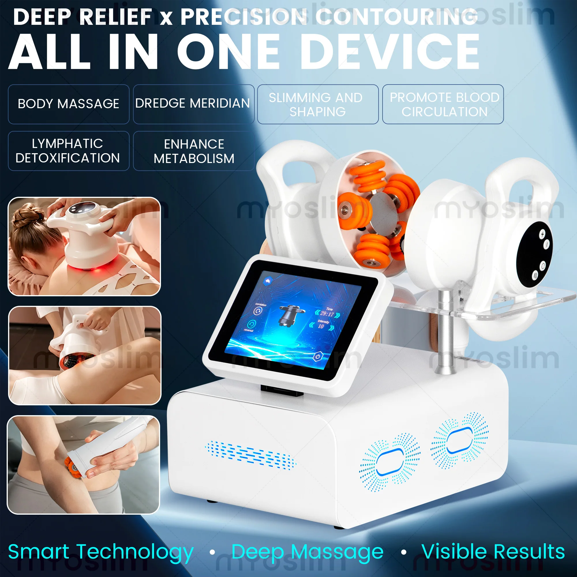 Professional Home Use Bidirectional Roller Slimming Device Red Light Massage Body Shaping Three Handles Non Invasive No Pain
