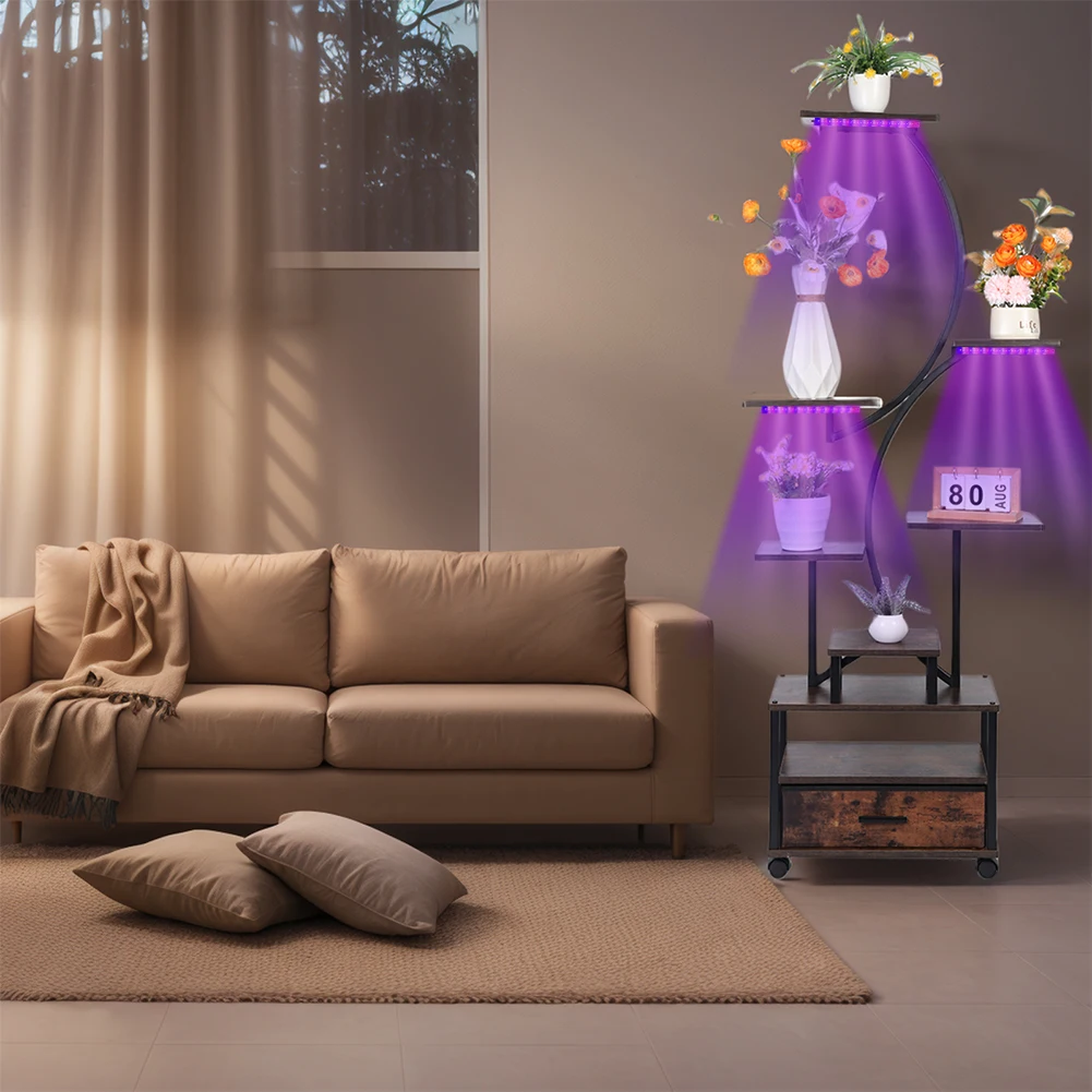 حامل نباتي داخلي مع رف عرض عالي التحمل وخفيف الوزن وحامل زهور زاوية لغرفة المعيشة ورف عرض الفناء