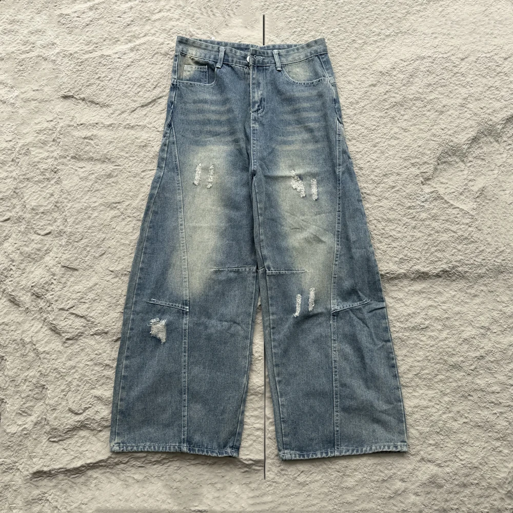 

KUCLUT Fashion Best Quality Streetwear Wide Leg Trousers Loose Oversize Pants Vintage Casual Denim Jeans Men Woman