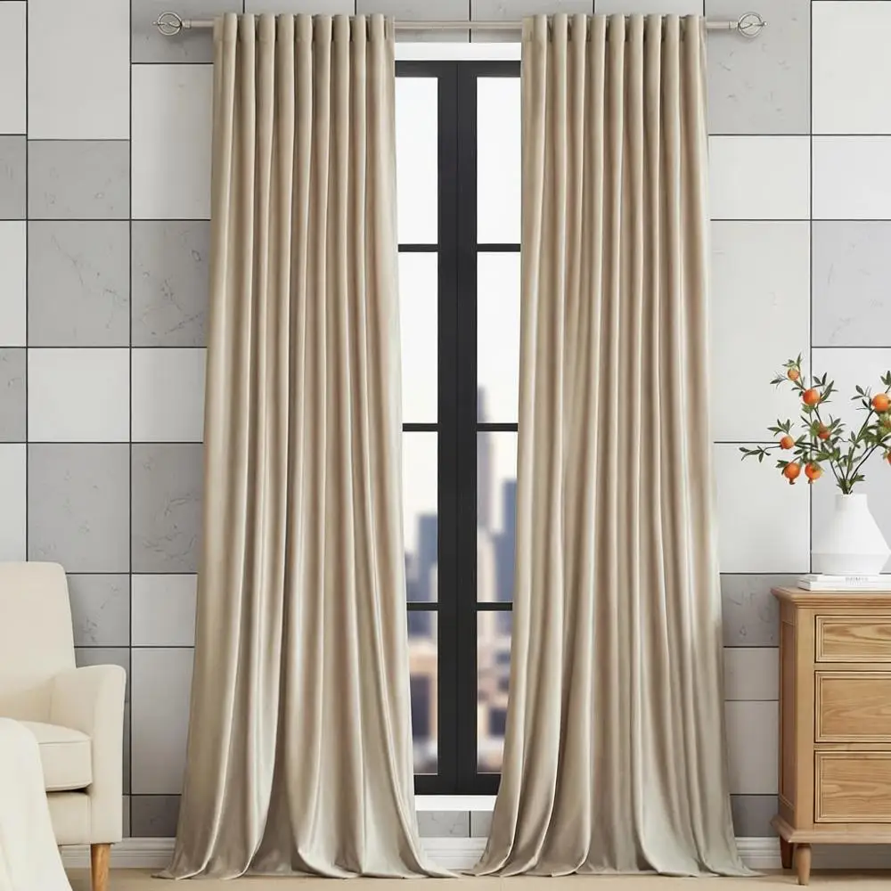 

Velvet Blackout Curtains, 90 Length, Set of 2 Panels, Heavy Decorative Drapes for Living Room and Bedroom
