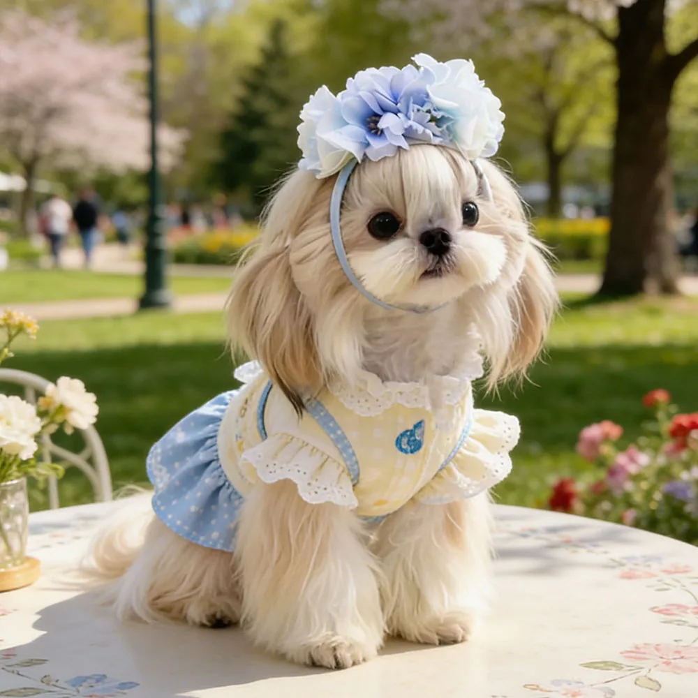 Lazos pelo perro flor ajustables hechos a mano para cachorros y gatos - imagen 5