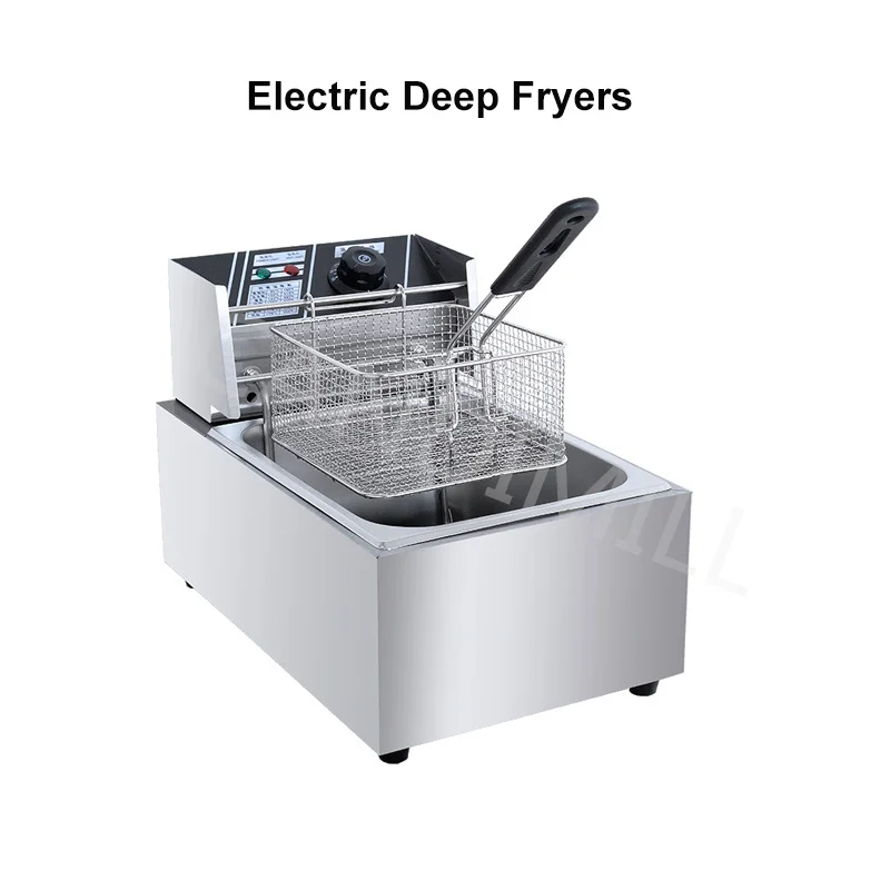 Stainless Steel Electric Deep Fryers Deep Frying Pan Fry Potato Tower Machine With Oil Tank And Basket