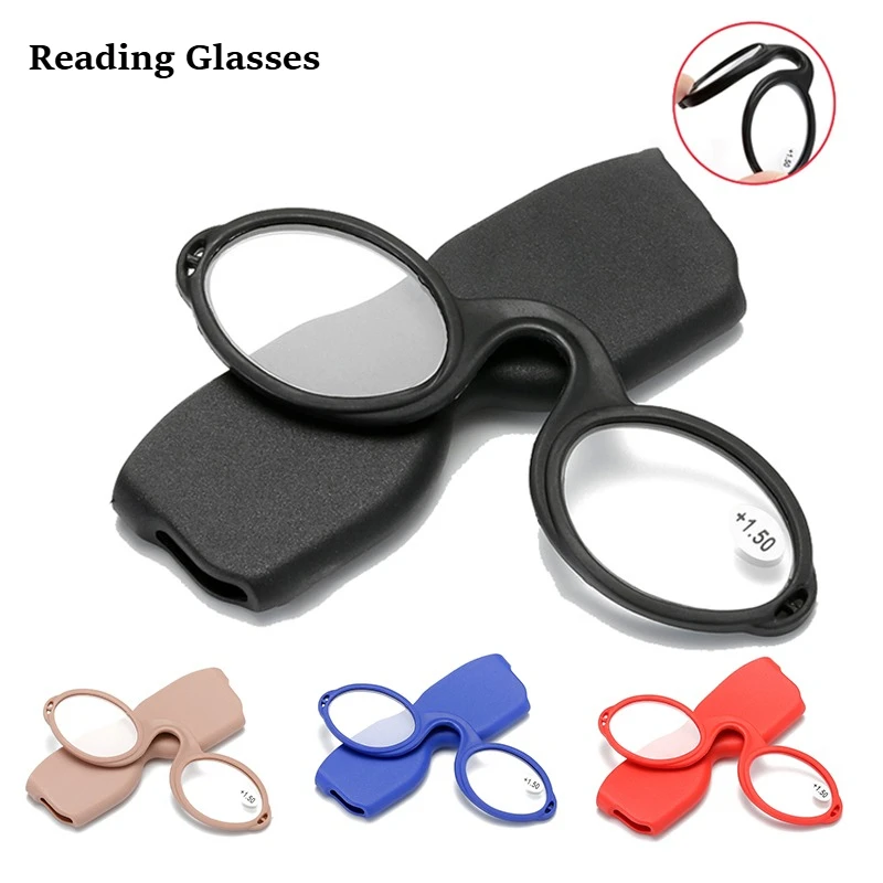 Lunettes de lecture miniatures à clipser sur le nez avec étui, lunettes de lecture unisexes, lunettes de prescription sans monture, lunettes à clipser +1.5~+4.0