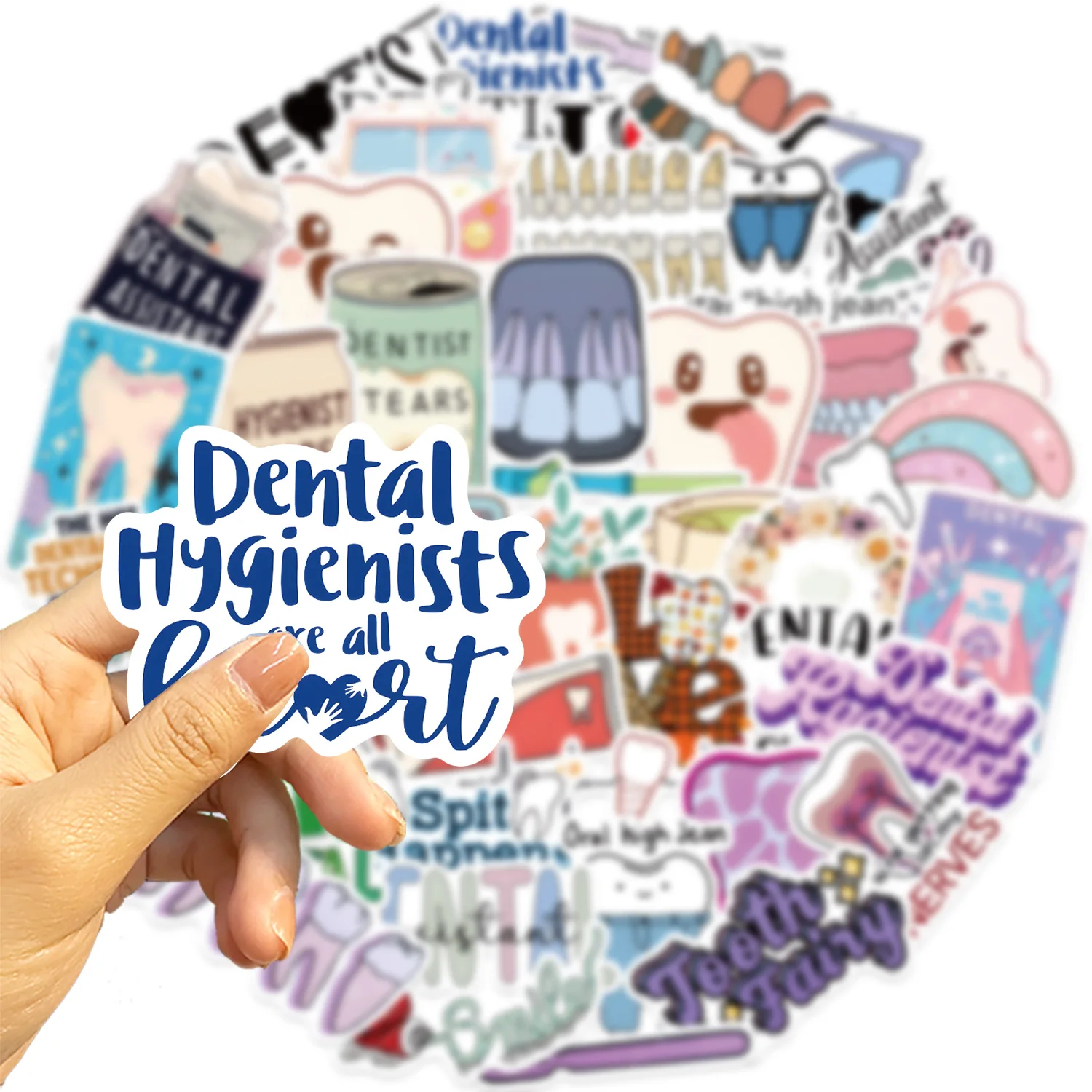 50pcs Dental Dentist Cartoon Graffiti Stickers DIY Phone Laptop Notebook Suitcase Waterproof Sticker Kids Toy Gifts