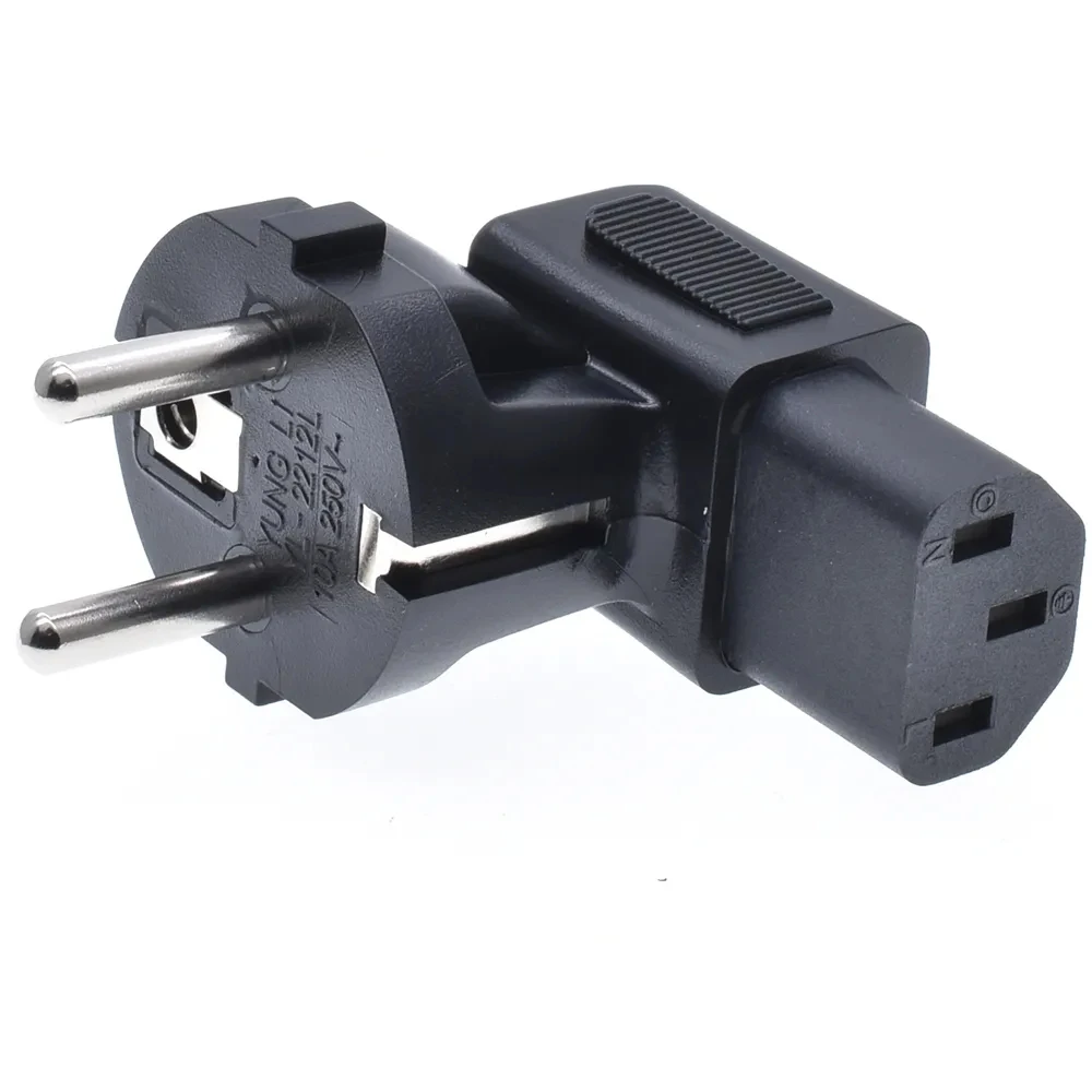 Angled C13 EU conversion plug 2 pins 4.8mm European Type F Adapter Plug to IEC C13  wire grounding converter for change plug