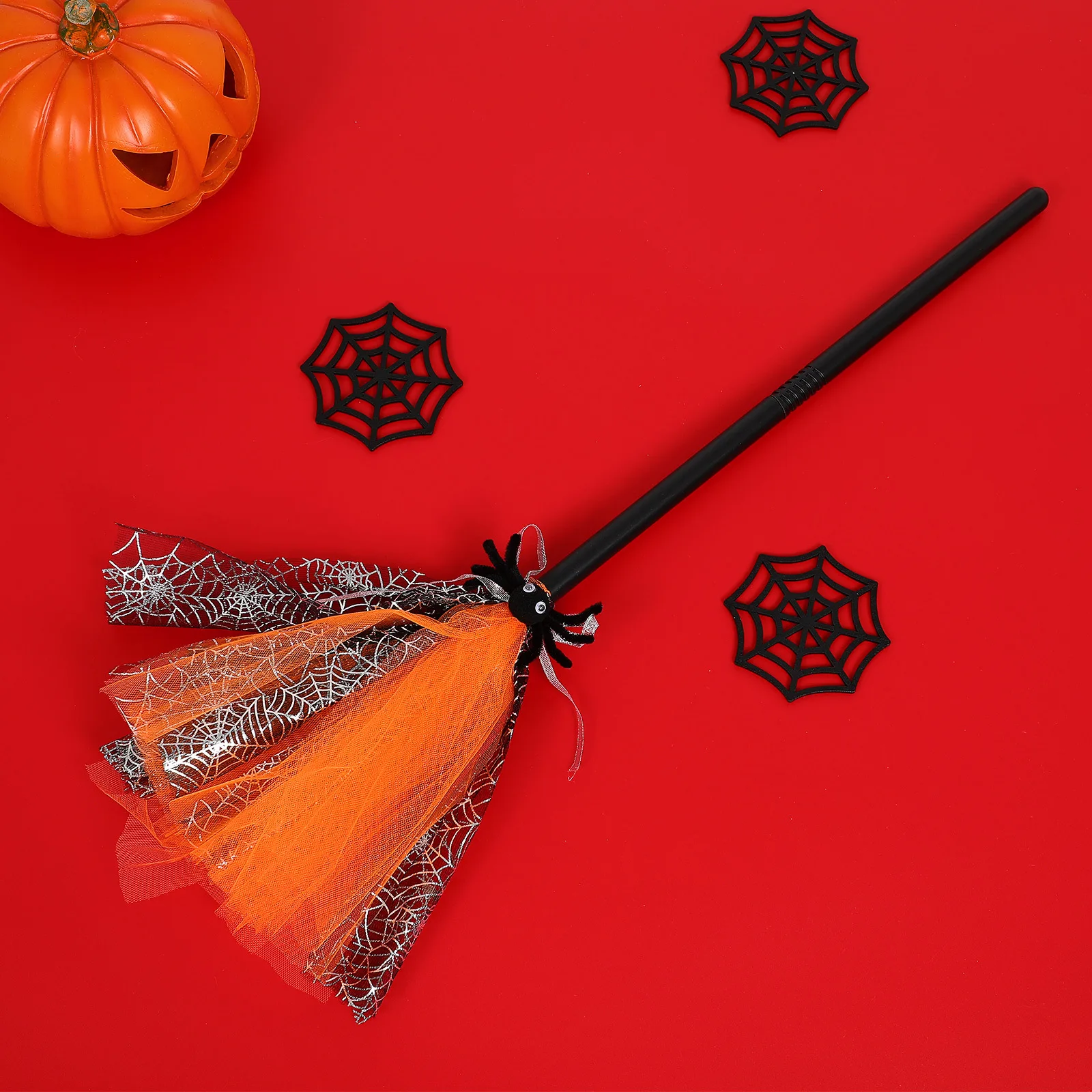 Accesorio de escoba de bruja, mango de malla púrpura ligero para fiesta de Halloween, accesorio de disfraz para niños y adultos, escoba de Cosplay para Halloween