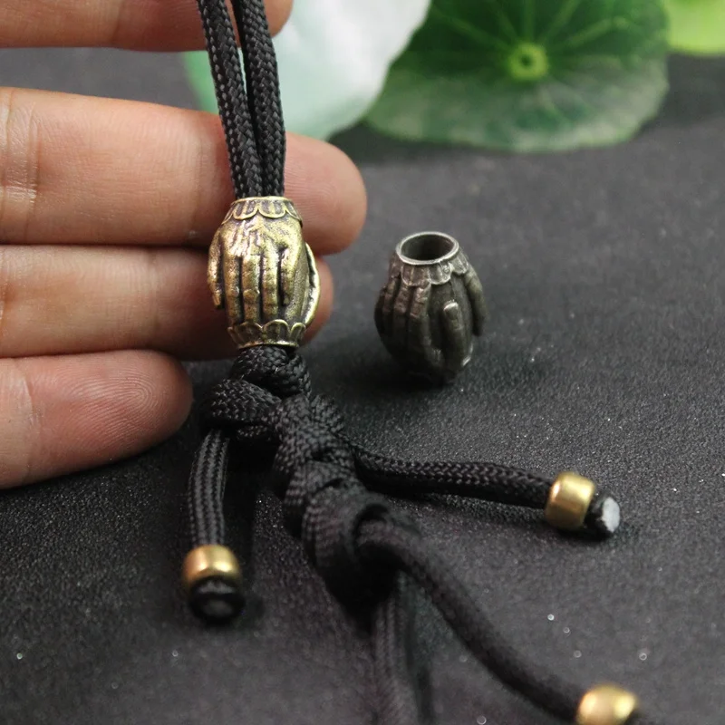 7mm Hole Fatherly Love Hand Brass Knife Beads DIY Paracord Lanyard Pendants Jewelry Accessories EDC Outdoor Umbrella Rope Charms