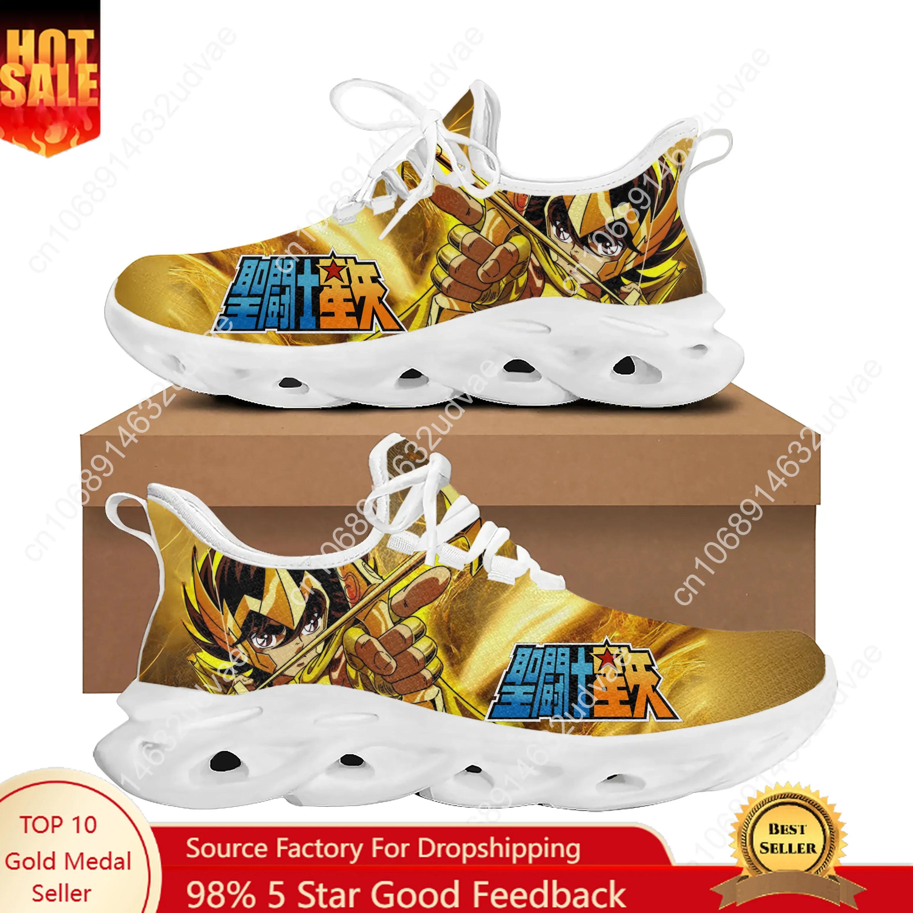 

Saint Seiya Flats Sneakers Mens Womens Teenager Sports Running Shoes High Quality Cowboy Cartoon Custom Lace Up Mesh Footwear