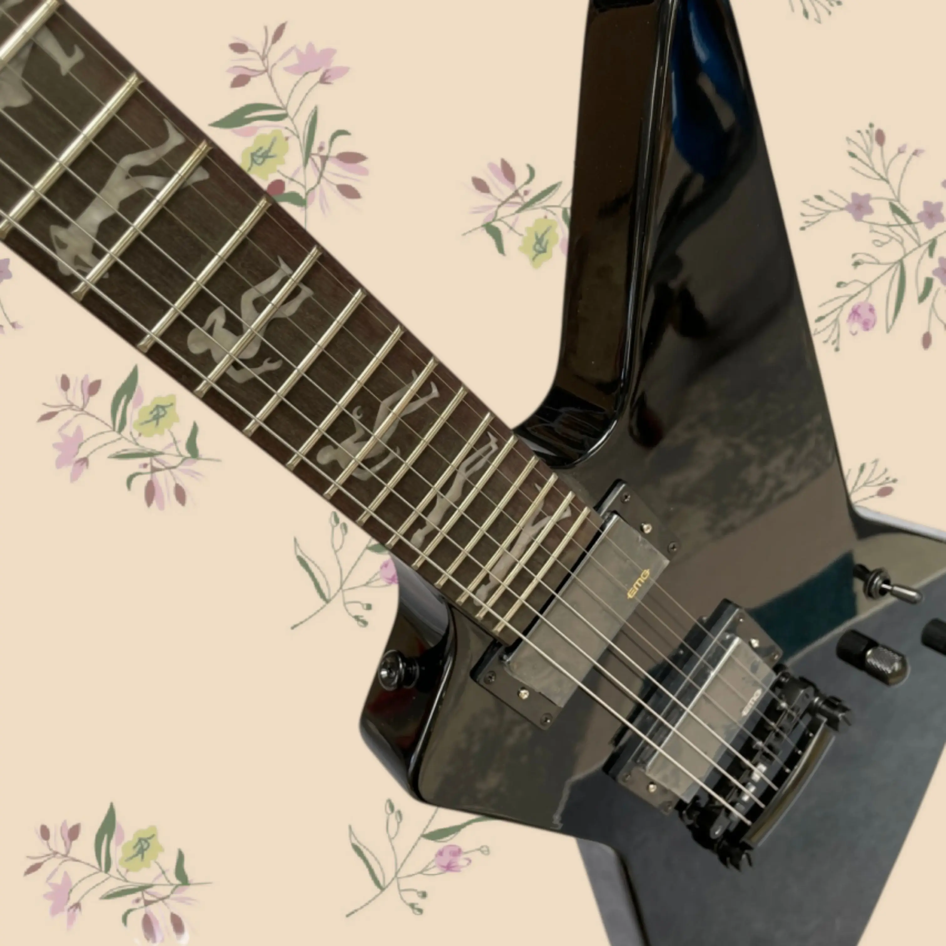 Glossy Black Electric Guitar,HH Pickups,Exquisitely Inlaid Rosewood Fingerboard Guitars,Personality Stage Performance Guitarra