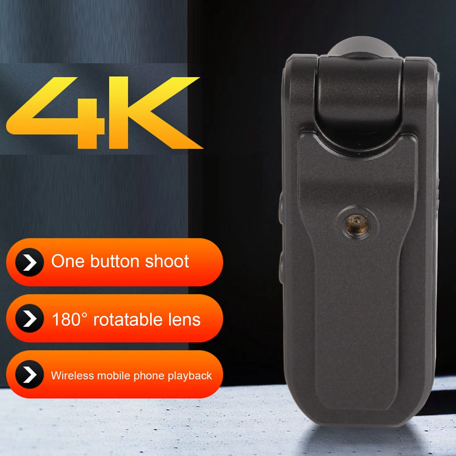 

4K Body Video Camera WiFi Compact Type C 1800mAh Battery Rotatable Lens Wearable Video Camera for Police Compact Video Camera
