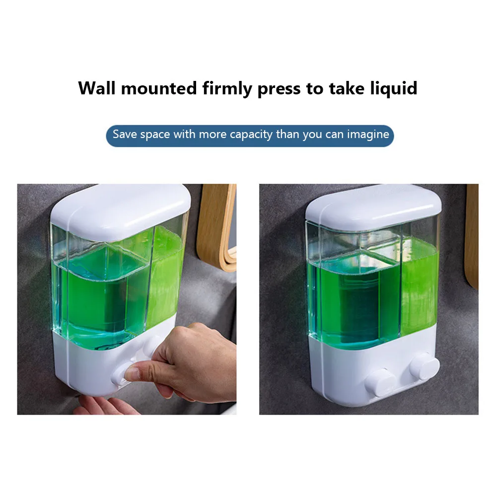 500/1000ML Soap Dispenser Bathroom Wall Mount Shower Shampoo Bottle Lotion Container Holder Double Head Foam Hand Wash Dispenser