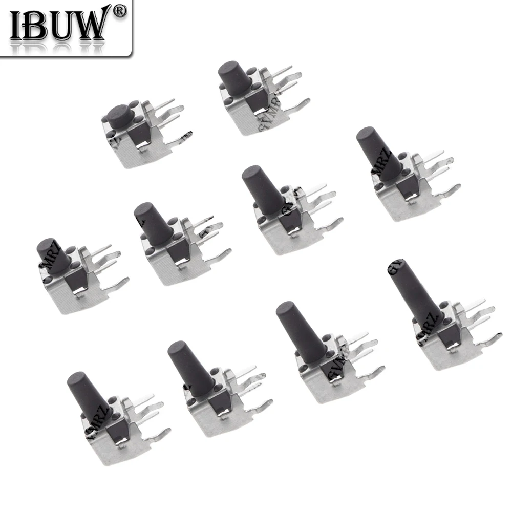 20PCS 6*6*4.3/4.5 4P 4Pin Self-reset Switch Right Angle With stent 5/6/7/7.5/8/9/10mm 6x6 PCB Momentary Tactile Tact Push Button
