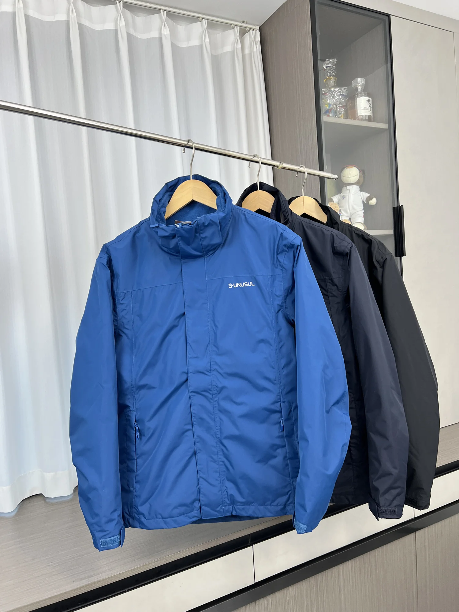 

Tee-in-One Waterproof Fce Lined Hooded Jaet Men's Outdoor Thiened Detachable Coat Jaet Youth Long Sve Zipper Cl...