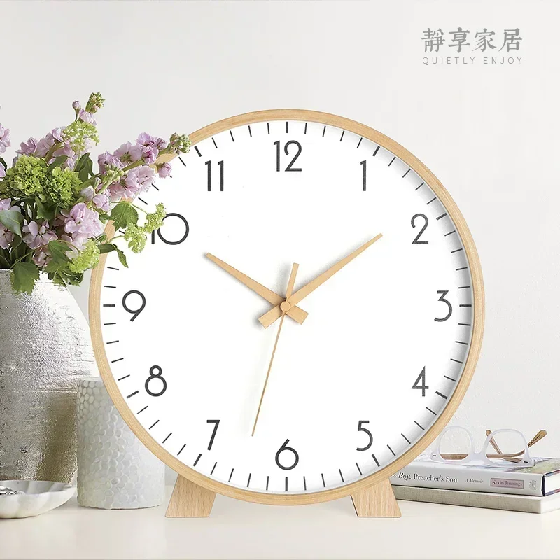 Large Desktop Clock Wood Wall Clock Living Room Modern Desk Table Clocks Home Silent Bedroom Wall Watches Home Decor Gift