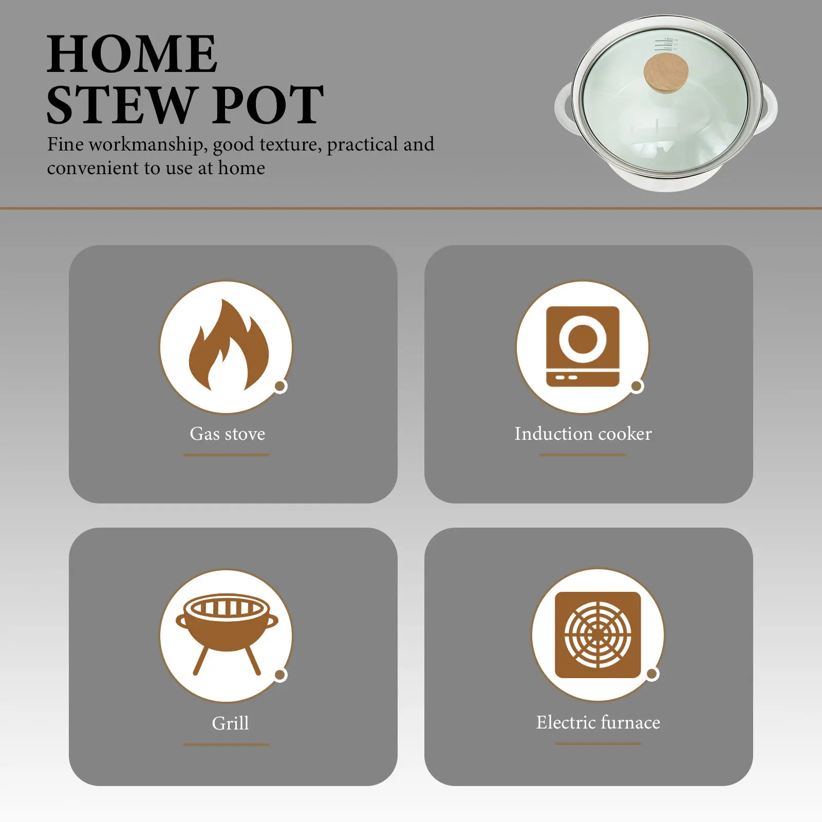 

Lidded Enamel Stockpot Excellent Craftsmanship Portable Handle Design Suitable for Grilling Home Cooking Stew Pot