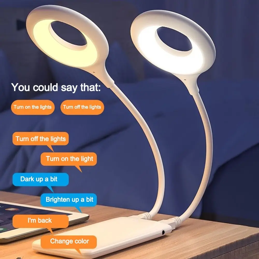 Fashion Voice Control Smart Moon Lamp Can Be Timed 3 Lighting Modes Bedside Lamp Rotatable Plug-In USB Energy-Saving Lamp