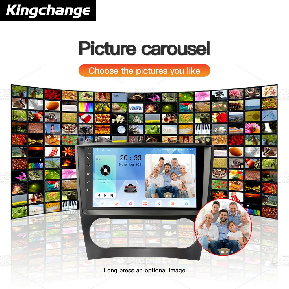 Kingchange Android14 Car Multimedia Radio Player Carply AUTO For Mercedes Benz W203 W209 W219 A Class A160 C-Class C180 GPS