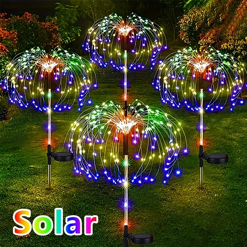 

1pc LED Solar Lawn Lights Solar Garden Lights Outdoor 8 Modes Fairy Flower Light Fireworks Lights Wedding Christmas Decoration