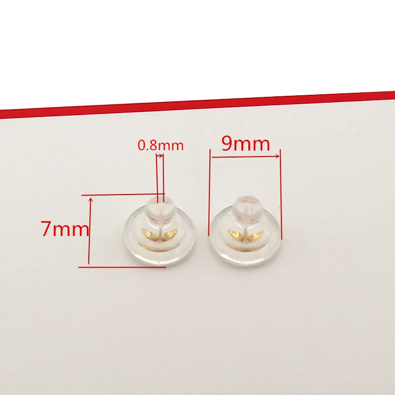 1Pair Solid 925 Sterling Silver 9mm Earring Backs Stoppers 18k Gold Plated Rubber DIY Jewelry Accessories Making