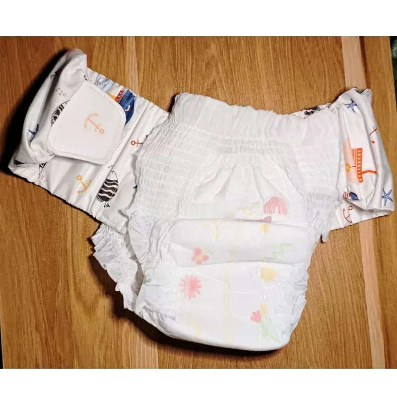 Handmad Cartoon Pattern Cotton ABDL Pull-up Pants Waist Extension Strap With Velcro DDLG Diapers Briefs Belt Reusable 12cm Width