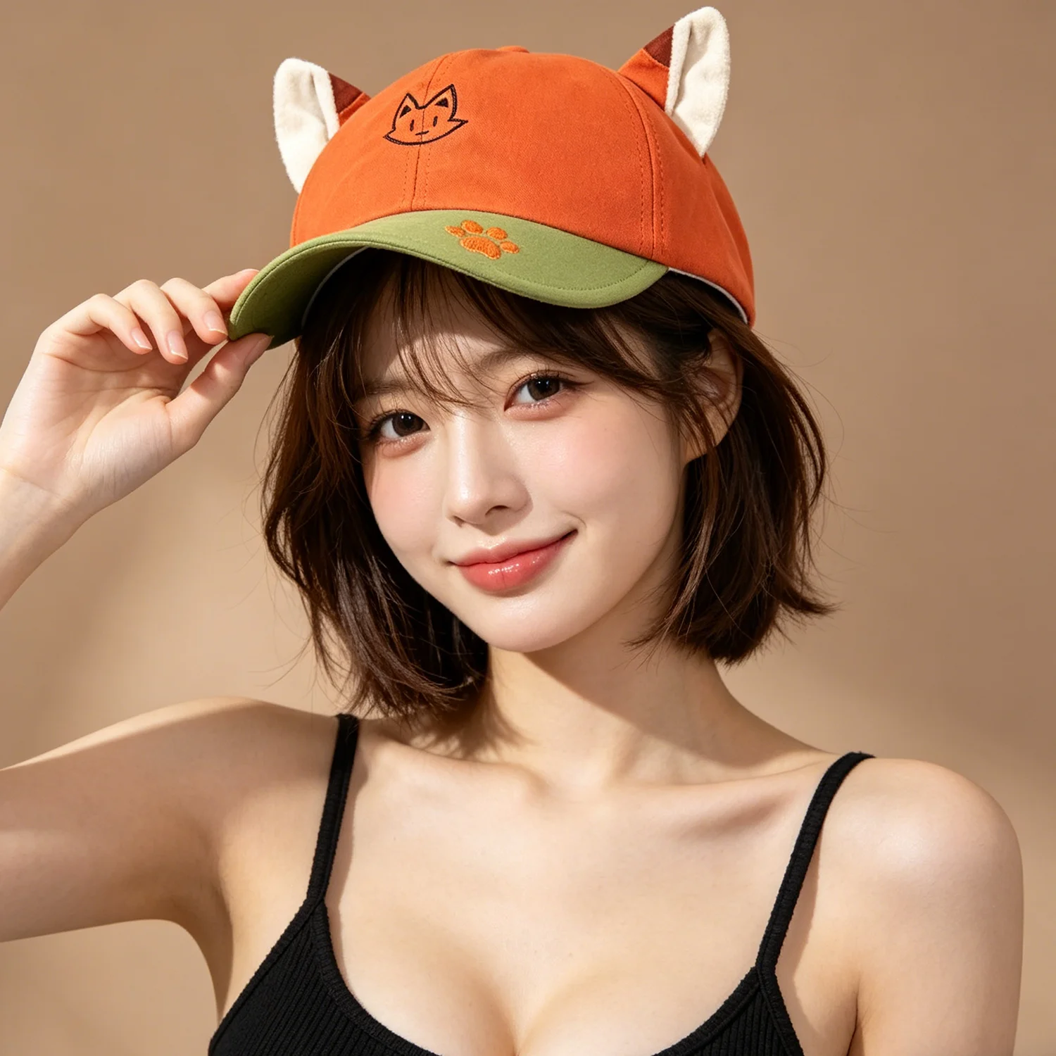 Two Tone Fox Ear Baseball Cap Unisex Cartoon Fox Paw Embroidery Soft Cute Y2K Street Fashion Outdoor Sun Hat for Men Women
