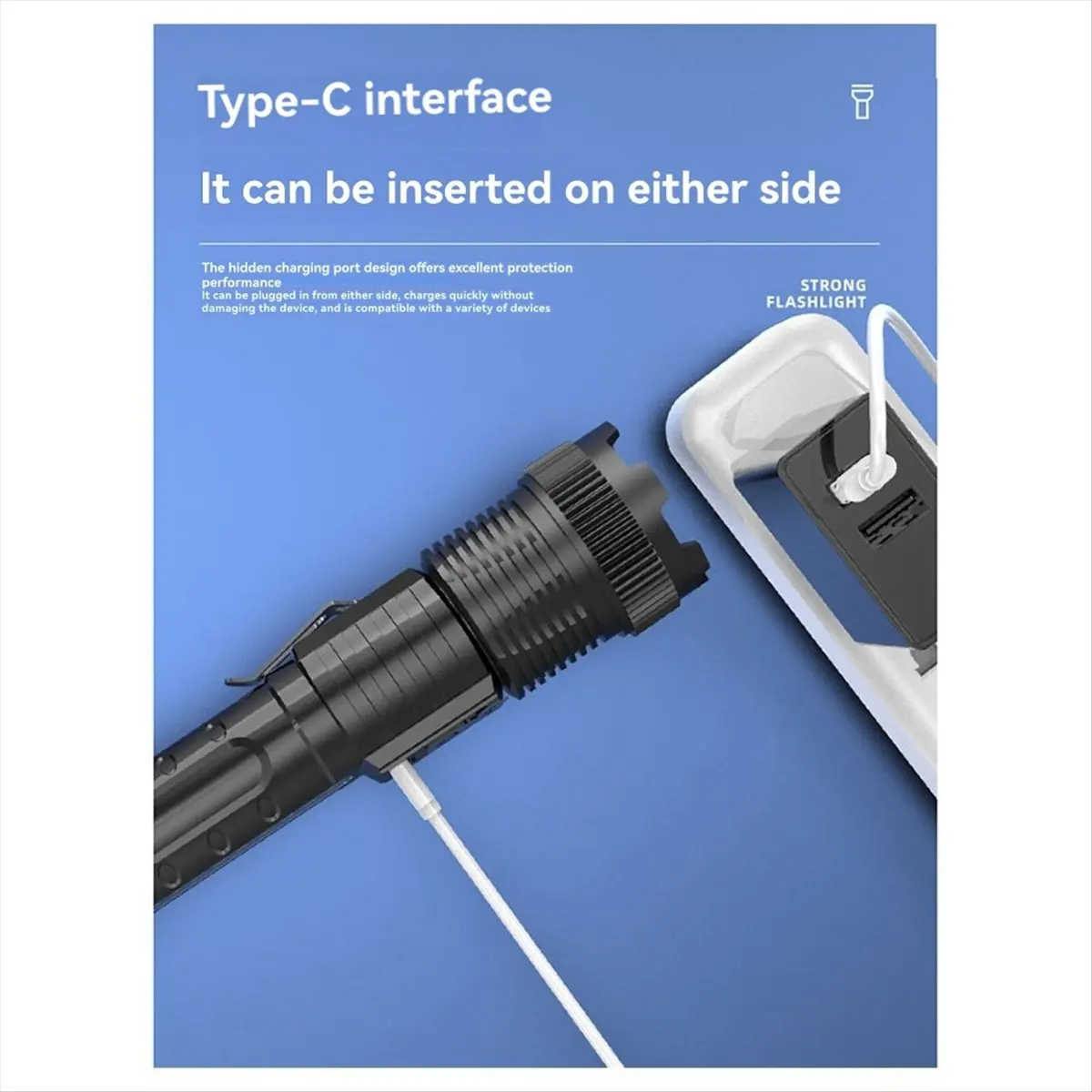 Stable- Ultra Bright LED Flashlight USB-C Rechargeable High Power Torch with Built-in Battery for Camping and Outdoor Activities